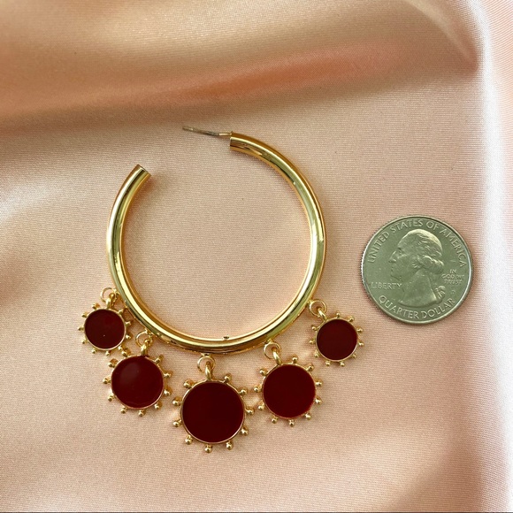 Boho Red Sun Hoop Earrings - Picture 7 of 9